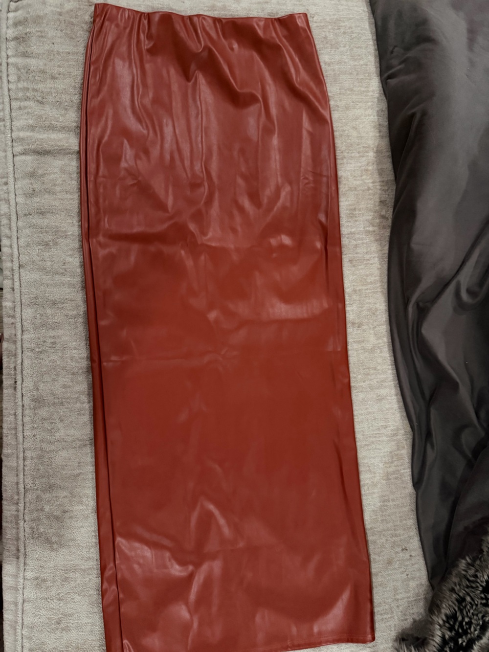 Fashion Nova Rust Red Faux Leather Skirt